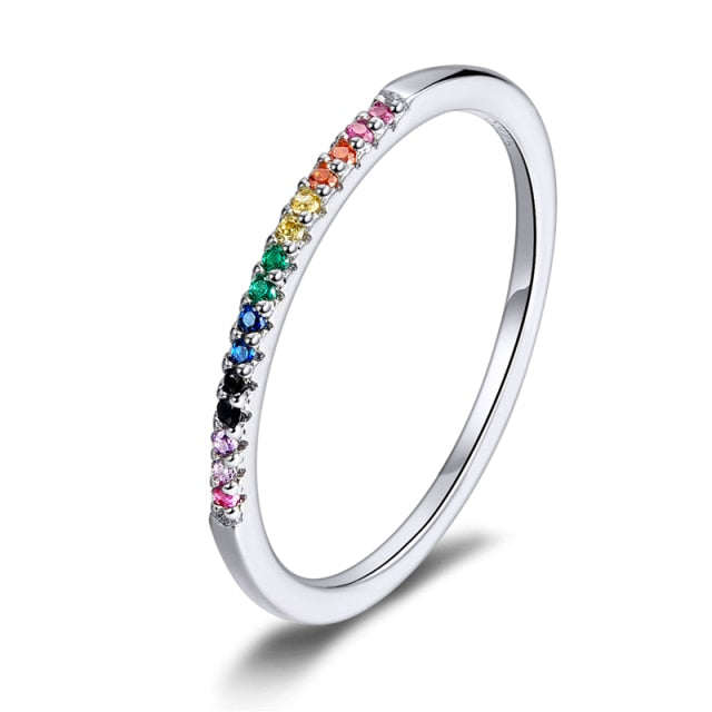 Anello "Semi-Veretta" Rainbow Argento 925